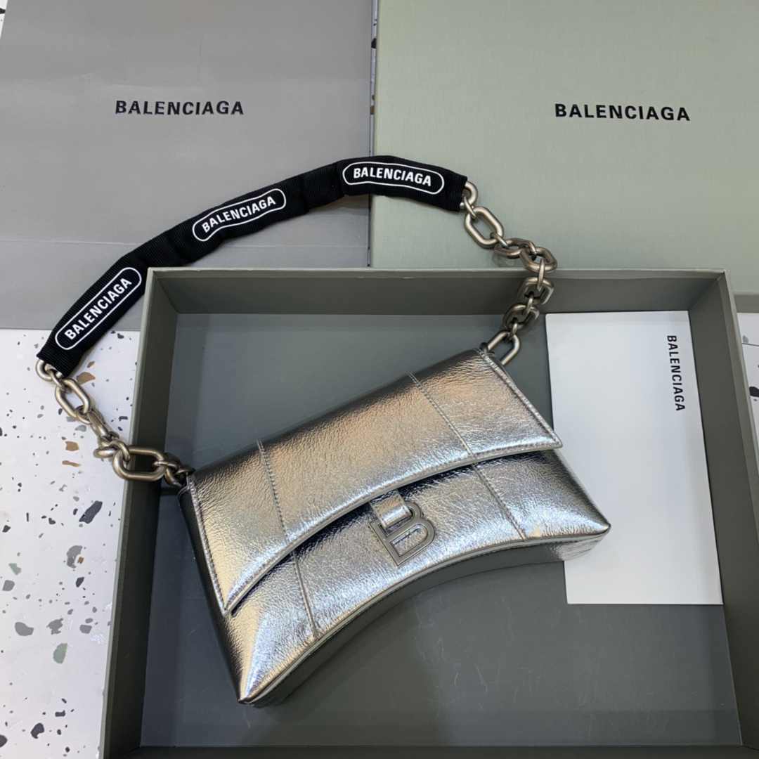 Balenciaga Downtown XS Shoulder Bag With Chain Silver